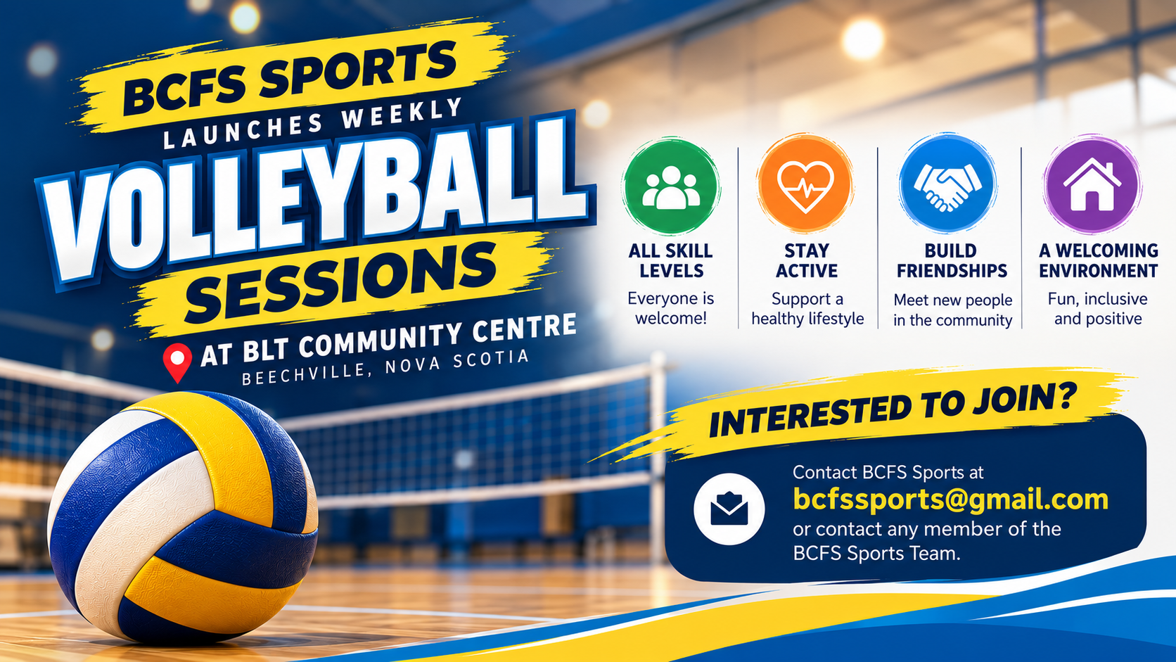 BCFS Sports Launches Weekly Volleyball Sessions at BLT Community Centre
